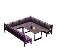 KIBONCY Modern KTV Booth Seating with Coffee Table, Industrial U-Shaped Sofa and Set Black Leather, Ideal for Lounges(H)