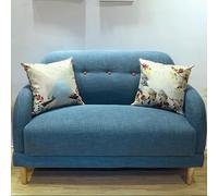 KIBONCY Modern Linen Fabric Mini Sofa Couch 2-Seater Love Seat with Backs and Natural Wood Legs Loveseat, Style for Living Room, Bedroom(3,1.28m)