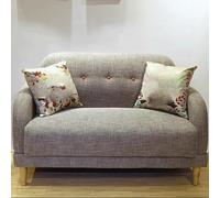 KIBONCY Modern Linen Fabric Mini Sofa Couch 2-Seater Love Seat with Backs and Natural Wood Legs Loveseat, Style for Living Room, Bedroom(1,1.2m)