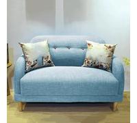 KIBONCY Modern Linen Fabric Mini Sofa Couch 2-Seater Love Seat with Backs and Natural Wood Legs Loveseat, Style for Living Room, Bedroom(5,1.7m)