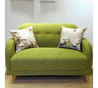 KIBONCY Modern Linen Fabric Mini Sofa Couch 2-Seater Love Seat with Backs and Natural Wood Legs Loveseat, Style for Living Room, Bedroom(2,1.7m)