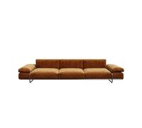 KIBONCY Modern Minimalist Chenille Sofa, 2-Seater Loveseat, Luxury Living Room, Camel Brown 3-Seater with Slim Metal Base(E)