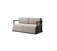 KIBONCY Modern Minimalist Fabric Sofa with Black Metal Frame, 3-Seater for Living Room, Upholstered Couch with Gold Accents, for Home Office & Apartment(B)