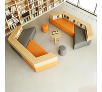 KIBONCY Modern Modular Sofa Set, Modular Curved Library Sofa for Study Hall, Modern Fabric Lounge Seating Hub for Bookstore and Lobby(F)