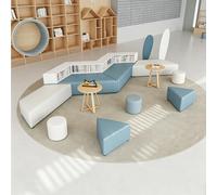 KIBONCY Modern Modular Sofa Set, Modular Curved Library Sofa for Study Hall, Modern Fabric Lounge Seating Hub for Bookstore and Lobby(J)