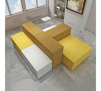 KIBONCY Modern Office Sofa Set for Reception Lobby Comfortable Upholstered Lounge Couch Combination for Business Hall Conference Area Public Space Commercial Furniture(B)