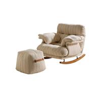 KIBONCY Modern Upholstered Rocking Chair with Ottoman, Comfy Chenille Fabric Glider Rocker Oversized with for Nursery & Living Room(D)