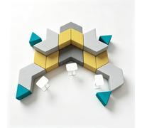 KIBONCY Modular Geometric Foam Sofa Blocks, Multi-Shape Splicing Fabric Stool, Interlocking Combination Ottoman Seat for Office Lobby Reception Area(D)