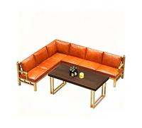 KIBONCY Modular Gold Sofa Set, Orange Upholstery, Frame Lounge, High-Density Foam Cushions, L-Shaped,for Bars, KTVs, and Lounges(F)