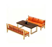 KIBONCY Modular Gold Sofa Set, Orange Upholstery, Frame Lounge, High-Density Foam Cushions, L-Shaped,for Bars, KTVs, and Lounges(C)