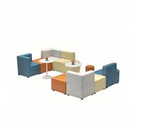 KIBONCY Modular Office Reception Sofa, Flexible Spliced Waiting Lounge Sectional Couch with Side Table & Pillows, Durable Commercial Furniture for Salon
