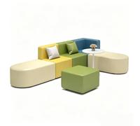 KIBONCY Modular Office Reception Sofa, Flexible Spliced Waiting Lounge Sectional Couch with Side Table & Pillows, Durable Commercial Furniture for Salon