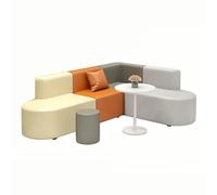 KIBONCY Modular Office Reception Sofa, Flexible Spliced Waiting Lounge Sectional Couch with Side Table & Pillows, Durable Commercial Furniture for Salon