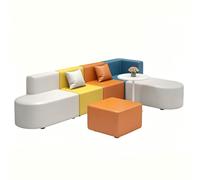 KIBONCY Modular Office Reception Sofa, Flexible Spliced Waiting Lounge Sectional Couch with Side Table & Pillows, Durable Commercial Furniture for Salon