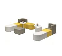KIBONCY Modular Office Reception Sofa, Flexible Spliced Waiting Lounge Sectional Couch with Side Table & Pillows, Durable Commercial Furniture for Salon