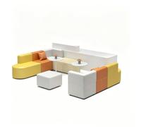 KIBONCY Modular Office Reception Sofa, Flexible Spliced Waiting Lounge Sectional Couch with Side Table & Pillows, Durable Commercial Furniture for Salon