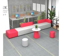 KIBONCY Modular Sectional Waiting Room Sofa, PU Leather Bench with Side Tables Multi-Purpose, for Office Lobby & Public Spaces(D)