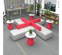 KIBONCY Modular Sectional Waiting Room Sofa, PU Leather Bench with Side Tables Multi-Purpose, for Office Lobby & Public Spaces(E)
