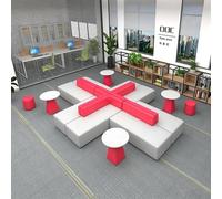 KIBONCY Modular Sectional Waiting Room Sofa, PU Leather Bench with Side Tables Multi-Purpose, for Office Lobby & Public Spaces(L)