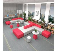 KIBONCY Modular Sectional Waiting Room Sofa, PU Leather Bench with Side Tables Multi-Purpose, for Office Lobby & Public Spaces(H)