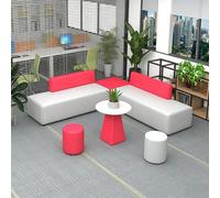 KIBONCY Modular Sectional Waiting Room Sofa, PU Leather Bench with Side Tables Multi-Purpose, for Office Lobby & Public Spaces(C)