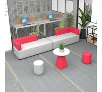 KIBONCY Modular Sectional Waiting Room Sofa, PU Leather Bench with Side Tables Multi-Purpose, for Office Lobby & Public Spaces(A)