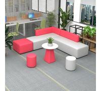 KIBONCY Modular Sectional Waiting Room Sofa, PU Leather Bench with Side Tables Multi-Purpose, for Office Lobby & Public Spaces(B)