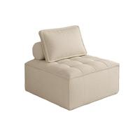 KIBONCY Modular Single Sofa Chair, Corduroy/Tech Cloth Upholstered Cube Seat with Adjustable Back Pillow, Accent for Living Room Bedroom(A,90x90x40cm)