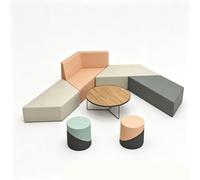 KIBONCY Multi-Angle Triangular Lobby Sofa, Freely Combined Geometric Office Waiting Sectional Couch, Waterproof Scratch Proof PU Leather Seat for Kids Room