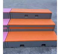 KIBONCY Nouvelle scène de Chorale en Plastique PE for Les écoles, Nouvelles marches Mobiles Pliables, marches de Danse Mobiles à Trois Niveaux for Salle de e Musique Scolaire(Orange)