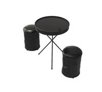 KIBONCY Ottoman avec Ensemble de Table de Rangement, Seau en Fer rembourré en Cuir, Repose-Pieds en métal créatif for Affaires, Bar, café, Centre Commercial(B)