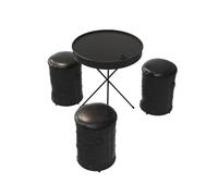 KIBONCY Ottoman avec Ensemble de Table de Rangement, Seau en Fer rembourré en Cuir, Repose-Pieds en métal créatif for Affaires, Bar, café, Centre Commercial(C)