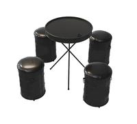 KIBONCY Ottoman avec Ensemble de Table de Rangement, Seau en Fer rembourré en Cuir, Repose-Pieds en métal créatif for Affaires, Bar, café, Centre Commercial(D)