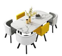 KIBONCY Oval Dining Table and 6 Chairs Set,Luxury for Large Spaces Modular & Metal Legs - Ideal for Open-Concept Living(E)