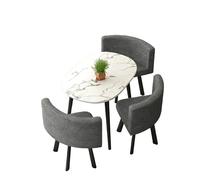 KIBONCY Oval Faux Marble Dining Set, Upholstered Chairs for Small Spaces Stain-Resistant Upholstery, Table for Family Rooms(H)