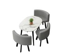 KIBONCY Oval Faux Marble Dining Set, Upholstered Chairs for Small Spaces Stain-Resistant Upholstery, Table for Family Rooms(I)
