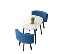 KIBONCY Oval Faux Marble Dining Set, Upholstered Chairs for Small Spaces Stain-Resistant Upholstery, Table for Family Rooms(C)
