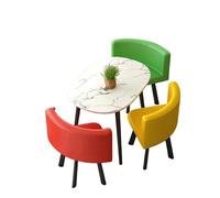 KIBONCY Oval Faux Marble Dining Set, Upholstered Chairs for Small Spaces Stain-Resistant Upholstery, Table for Family Rooms(D)