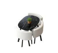 KIBONCY Oval Faux Marble Dining Set, Upholstered Chairs for Small Spaces Stain-Resistant Upholstery, Table for Family Rooms(F)