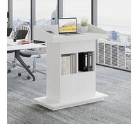 KIBONCY Podium de pupitre de Salle de Classe avec Rangement, Bureau d'enseignant en Bois for Salle de conférence, Support de Parole Portable for la Formation(B,80 * 50 * 112cm)