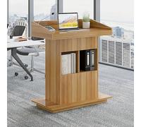 KIBONCY Podium de pupitre de Salle de Classe avec Rangement, Bureau d'enseignant en Bois for Salle de conférence, Support de Parole Portable for la Formation(C,80 * 50 * 112cm)