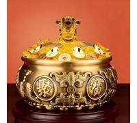 KIBONCY Pot à Argent Chinois doré, décoration Feng Shui for la Maison ou Le Bureau, Figurine Porte-Bonheur for la Richesse et la prospérité(D,4)