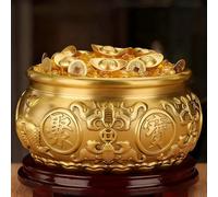 KIBONCY Pot à Argent Chinois doré, décoration Feng Shui for la Maison ou Le Bureau, Figurine Porte-Bonheur for la Richesse et la prospérité(A,6)