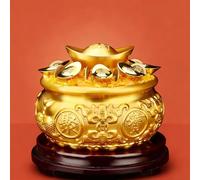 KIBONCY Pot à Argent Chinois doré, décoration Feng Shui for la Maison ou Le Bureau, Figurine Porte-Bonheur for la Richesse et la prospérité(C,4)