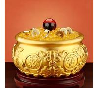 KIBONCY Pot à Argent Chinois doré, décoration Feng Shui for la Maison ou Le Bureau, Figurine Porte-Bonheur for la Richesse et la prospérité(B,5)