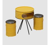 KIBONCY Pouf Rond et Table, Seau en Fer rembourré, Seau en Cuir Rond en métal, Seau à Peinture, Repose-Pieds for Bar, café, Centre Commercial(D)