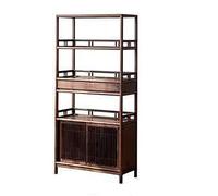 KIBONCY Présentoir en Noyer Massif, Nouvelle bibliothèque de Style Chinois avec Cubes Ouverts, Petit Buffet for Salon, étagère Moderne Bois for Objets Collection, Support Rangement
