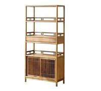 KIBONCY Présentoir en Noyer Massif, Nouvelle bibliothèque de Style Chinois avec Cubes Ouverts, Petit Buffet for Salon, étagère Moderne Bois for Objets Collection, Support Rangement