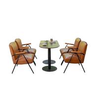 KIBONCY PU Leather Accent Chairs Set Mid-Century Chair, Lounge with Black Metal Legs, for Living, Bedroom, Reading Room(8)