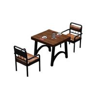 KIBONCY PU Leather Restaurant Table Set, Square with Metal Frame, Comfortable Padded Chairs for Cafe, Bistro, and Commercial Use(D)